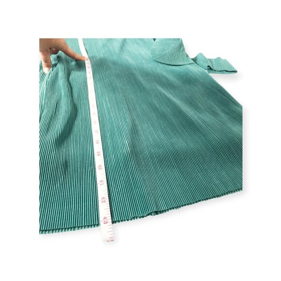 Paper Parachute Long-Sleeve Emerald Green Midi Dress Satin Pleated SZ M Formal - Picture 9 of 10